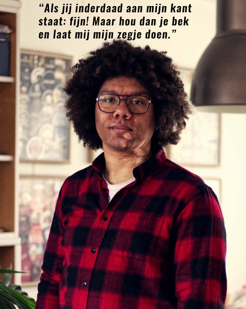 Mensen die opkomen voor anderen met een bepaalde huidskleur kan infantiliserend werken. 
Interview met comedian Zuva Martens - Spilwoord